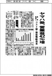 ヤマハ発の通期見通し、営業益４２％増　コスト減‣価格戦略効果