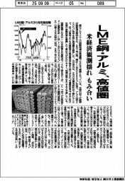 ＬＭＥ銅・アルミ、高値圏　米経済観測揺れもみ合い