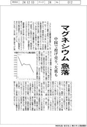 マグネシウム急落　中国で投げ売り、大底も