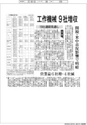 工作機械１９社の通期見通し９社増収　関税・米中市況影響で明暗