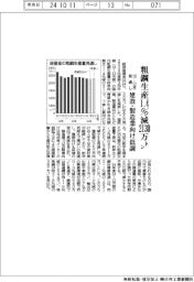 １０―１２月の粗鋼生産見通し、１.４％減の２１３０万トン　建設・製造業向け低調