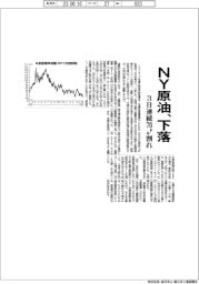 NY原油、下落　３日連続７０ドル割れ