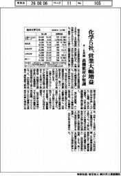 化学５社の４－６月期、営業大幅増益　高機能材が堅調