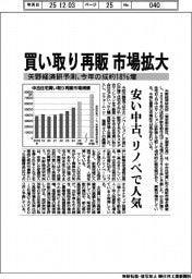 買い取り再販市場拡大　矢野経済研予測、今年の成約１８％増