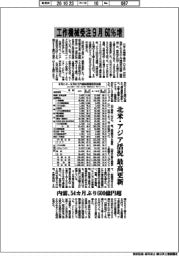 工作機械受注、９月６０％増　北米・アジア活況　最高更新