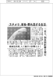 スナメリ、単独・群れ混ざる生活　三重大、個体間距離を測定