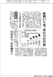 ２０２３予算／総額６．３％増、初の１１０兆円超　１１年連続最大更新