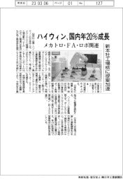 ハイウィン、国内年２０％成長、メカトロ・FA・ロボ関連