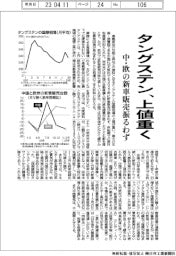 タングステン、上値重く 中・欧の新車販売振るわず