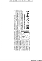 マグネシウム、反落　中国需要停滞、余剰在庫が圧迫